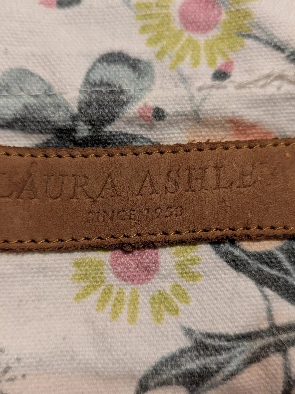 Laura Ashley Vintage Floral Canvas Tote Bag with Neutral Straps